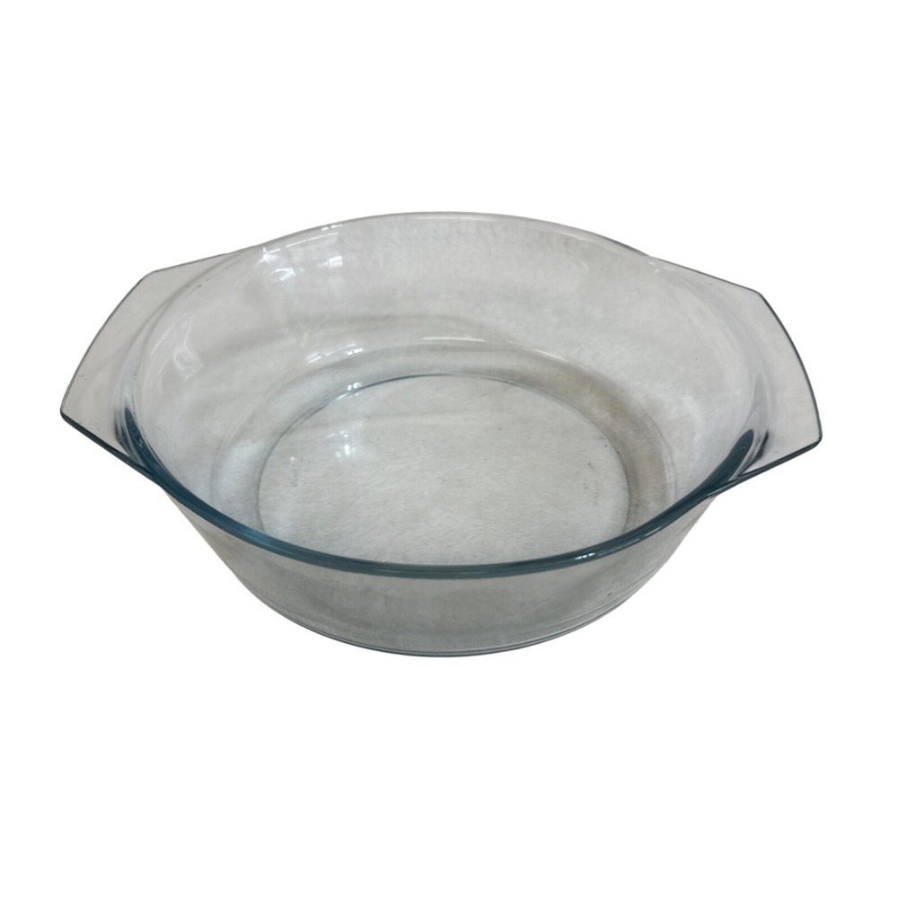 Vintage Marinex Glass Round Casserole Baking Dish Made in Brazil Clear P28‎